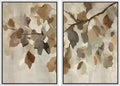 MUDECOR Framed Canvas Print Wall Art Set Abstract Leaf Branch Minimalist Nature-Inspired Beige and Brown Calm/Zen for Living Room, Bedroom, Office - 24"x36"x2 White