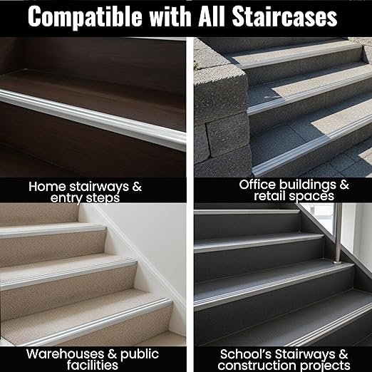 Aluminum Stair Nosing 36" – Heavy-Duty Stair Edge Protector, Non-Slip Stair Nose Molding, Scratch-Resistant Stair Sill Trim for Safety & Durability (Mill)