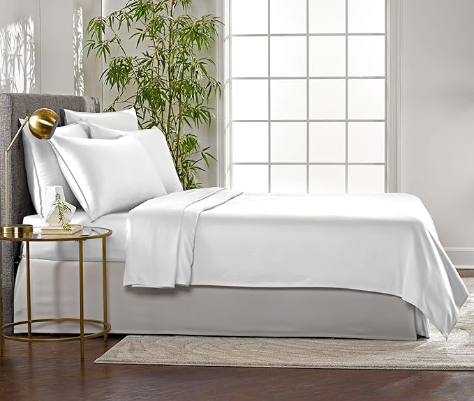 Pure Bamboo Twin Sheets, Genuine 100% Organic Viscose Derived from Bamboo Bed Sheet Set, Luxuriously Soft & Cooling, Double Stitching, 2 Year Quality Promise (Twin, White)