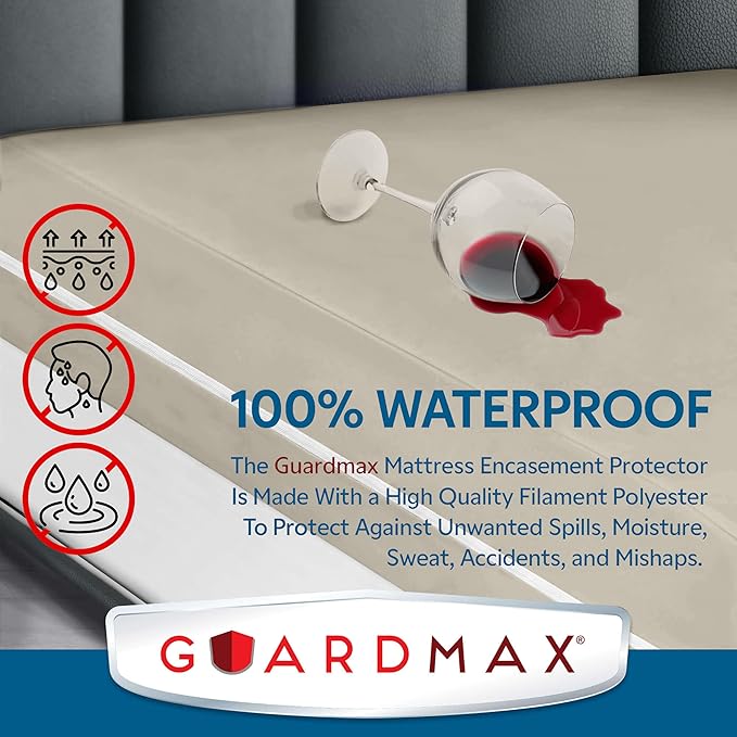 Guardmax Jersey Knitted Mini Crib Size Zippered Mattress Encasement - Waterproof & Bed Bug Proof Mattress Protector - Comfortable, Soft, and Noiseless Zippered Bedding - Dust Mite Proof (24 x 38 x 3)