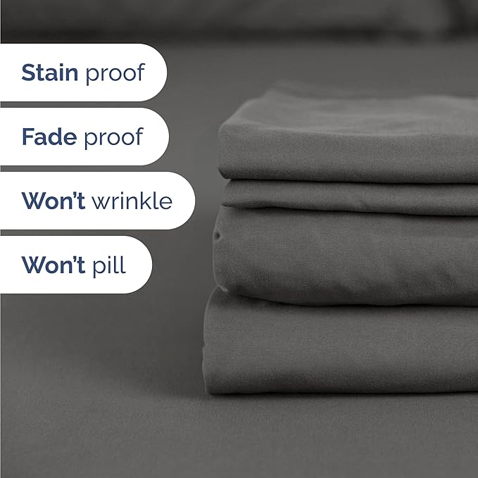 Twin 4 Piece Sheet Set - Cooling & Breathable Bed Sheets - Hotel Luxury Bed Sheets for Women, Men, Kids & Teens - Comfy Bedding w/Deep Pockets & Easy Fit - Soft & Wrinkle Free - Twin Charcoal Sheets