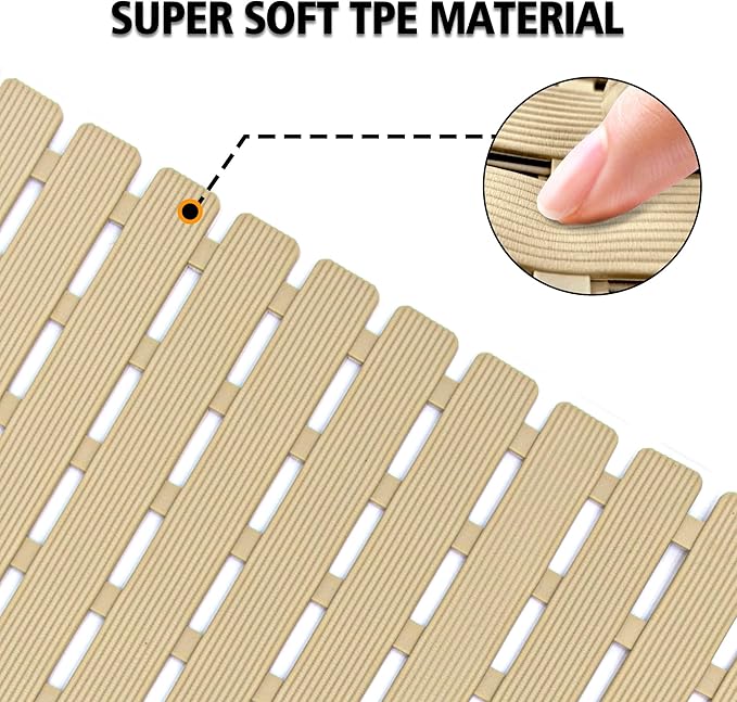 MBOSS Bathtub Mat Non Slip,Super Soft Bath Mat for Tub 24 X 24 Inch,Shower Mat with Suction Cups and Drain Holes,Non Slip Bathtub Mat for Elderly & Kids Bathroom