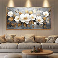 FUHAIHUA Large Wood Framed Wall Decor For Living Room Canvas Wall Art For Office Modern Wall Decorations For Bedroom White Flower Painting Farmhouse Pictures Artwork Room Home Decor 24x48 In
