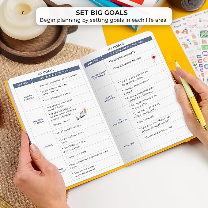 Clever Fox Planner 2nd Edition – Colorful Weekly & Monthly Goal Planner, Time Management & Productivity Organizer, Undated, A5 (Amber Yellow)