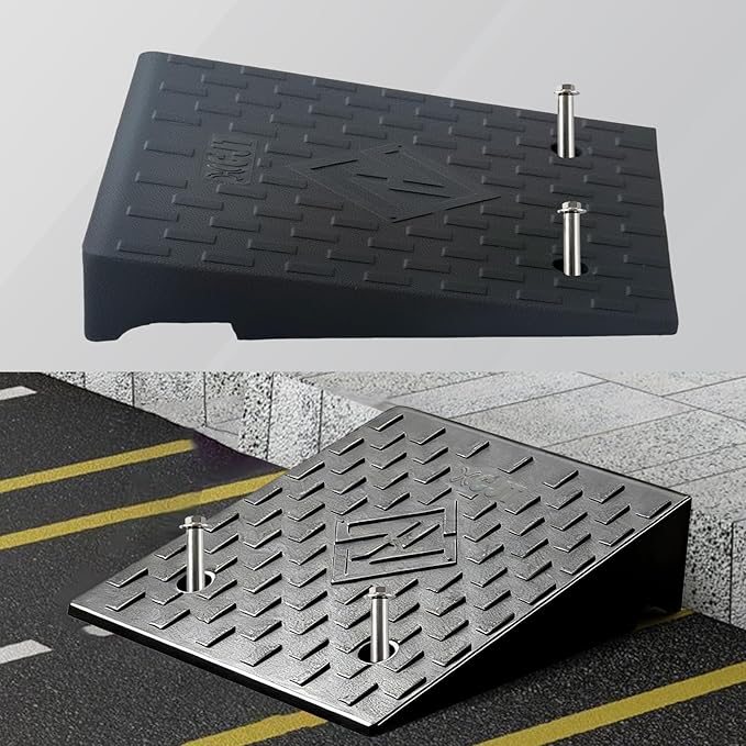 Rubber Threshold Ramp, 1.5" Rise Wheelchair Ramp Doorway, 7000Lbs Load Capacity, Non-Slip Surface Rubber Curb Ramp for Wheelchair and Scooter, 2 Pack(1.5" Height) (1.5" Rise)