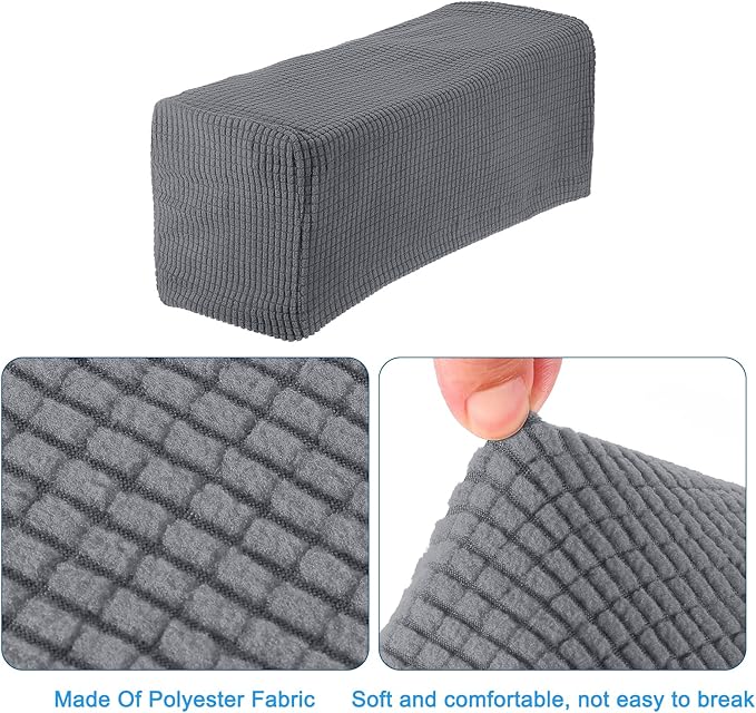 uxcell 2pcs Stretch Armrest Covers for Chairs/Sofas, Couch Arm Covers with Twist Pin, Furniture Protector Slipcovers Light Grey