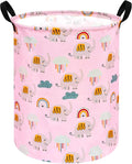 Elephant Pattern 19.7 Inch Round Laundry Clothes Hamper Laundry Basket with Handles,Storage Organizer Bins Laundry Gift Basket for Room, Bedroom Decor