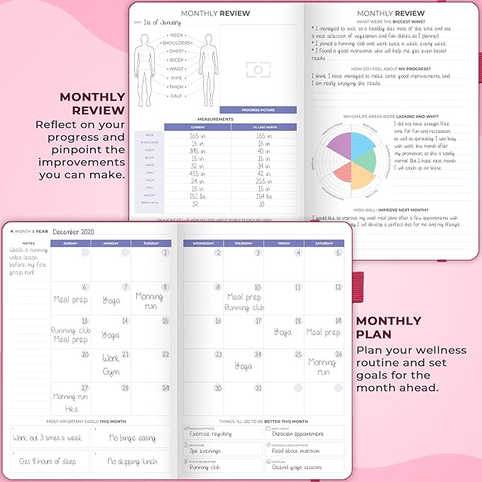 Clever Fox Fitness & Food Journal – Nutrition & Workout Planner for Women & Men – Diet & Gym Exercise Log Book with Calendars, Diet & Training Trackers - Undated, A5 Size, Hardcover (Fuchsia)
