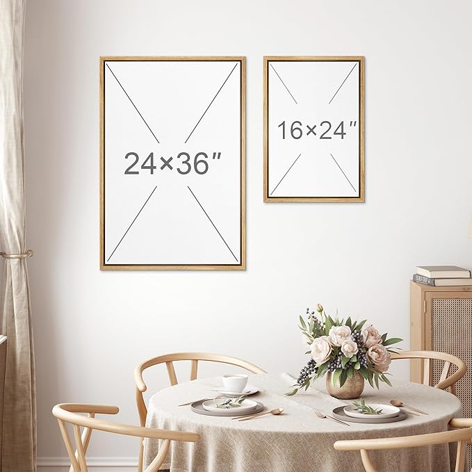 MUDECOR Framed Canvas Print Wall Art Vintage Mid-Century Swirl Abstract Shape Illustrations Modern Art Decorative Bohemian Colorful Chic for Living Room, Bedroom, Office - 16"x24"x2 Natural
