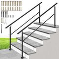 VIVOHOME 2-Pack 6 Step Hand Rails for Outdoor Steps, Galvanized Steel Railing, Black Round Exterior Handrails for Porch, Deck, or Indoor Stairs, Complete Installation Kit