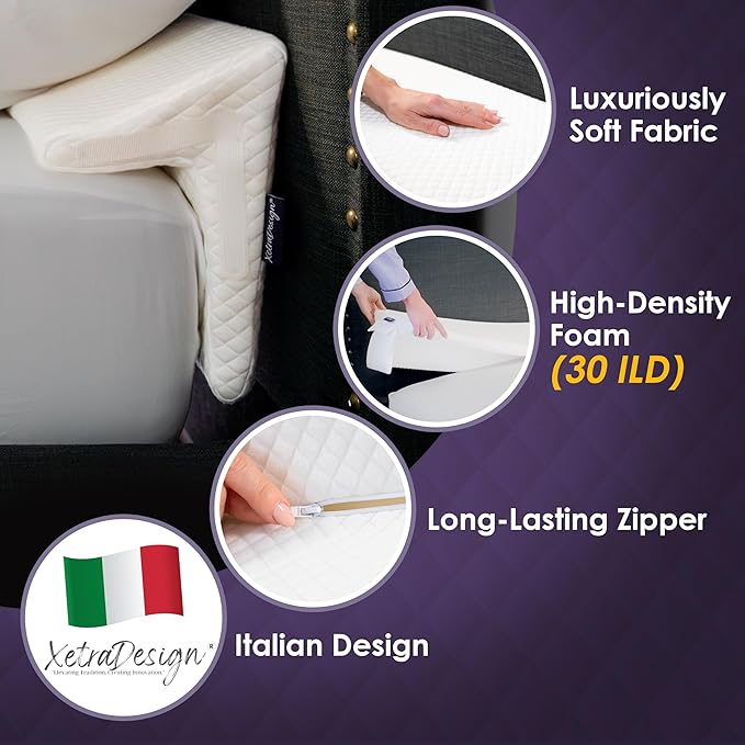 Bed Wedge Pillow for Headboard Gap Up to 7", Triangle Wedge for Headboard Gap, Bed Gap Filler, Mattress Gap Filler, Space Filler, Corner Pillow, White Cal-King 72"