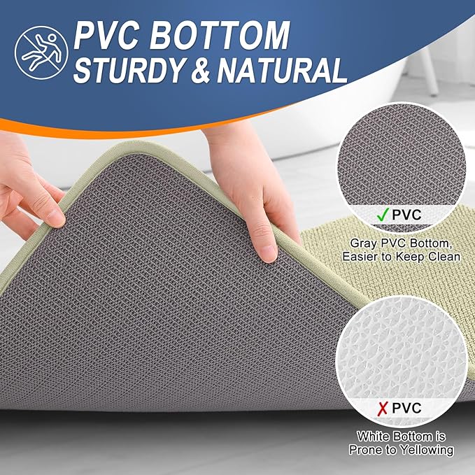 OLANLY Thick Memory Foam Bath Mat Rug 24x16, Extra Soft Absorbent Bathroom Rug, Quick Dry Bath Mats, Non-Slip, Machine Washable Carpet for Bathroom, Tub and Shower, Home Decor Accessories, Vanilla