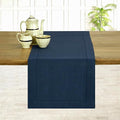 D'Moksha Homes Linen Navy Blue Table Runner 90 Inches Long - Classic Hemstitch 100% Pure Linen Dining Table Runner 14 x 90 Inch for Easter