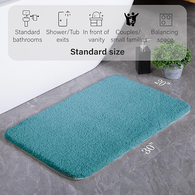 Luxury Quick Dry Non-Slip Bathroom Rugs【20'' x 30'' Blue】 Highly Absorbent Washable and Ultra Soft, Extra Thick Fluffy Bath Mats for Shower/Kitchen/Bathtub Floor