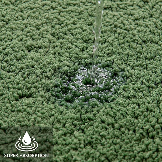 MIULEE Extra Thick Non Slip Bathroom Rug Shaggy Soft Bath Mat Plush Microfiber Absorbent Water for Shower Tub Machine Washable (Moss Green, 24x40 Inches)