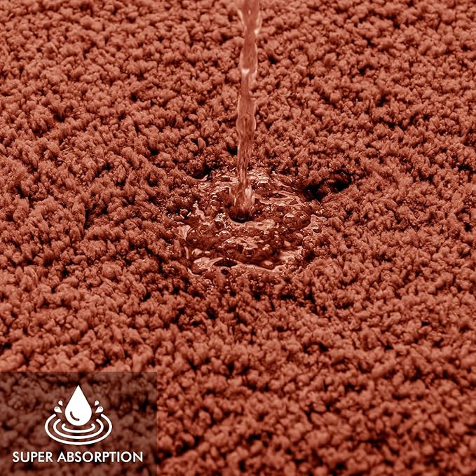 MIULEE Rust Extra Thick Non Slip Bathroom Rug Shaggy Soft Bath Mat Plush Microfiber Absorbent Water for Shower Tub Machine Washable (16x48 Inches)