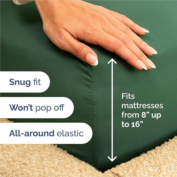 Full 6 Piece Sheet Set - Cooling & Breathable Bed Sheets - Hotel Luxury Bed Sheets for Women, Men, Kids & Teens - Comfy Bedding w/Deep Pockets & Easy Fit - Soft & Wrinkle Free - Full Emerald Sheets