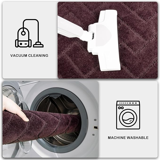 PURRUGS Dirt Trapping Door Mat 24" x 59", Non-Slip Machine Washable Entry Rug, Shoe Scraper, Dog Doormat, Super Absorbent Welcome Mat for Front & Back Door, Muddy Wet Shoes & Paws, Burgundy Red