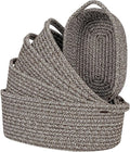 CubesLand Small Cotton Rope Storage Basket Set 5, Shelves Baskets for Organizing with Handle, Decorative Closet Storage Bins for Countertop Toilet Paper Basket for Toilet Tank Top,Mixed Brown Basket