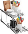 HOLDN’ STORAGE Two Tier Pull Out Cabinet Organizer, Individual Sliding Drawers - Heavy Duty Metal with Lifetime Limited Warranty - Anti Rust Chrome Finish - 14" W x 21”D x 16.5" H