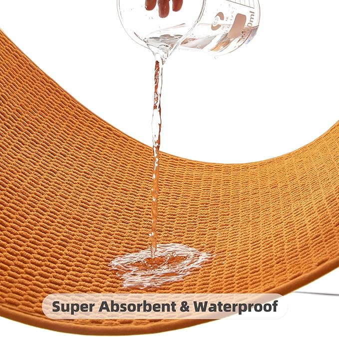 Large Bathroom Rugs Non Slip Washable Bath Rugs Super Absorbent Bathroom Rug Thin Quick Dry Low Pile Bath Mats, Orange 36"x60"
