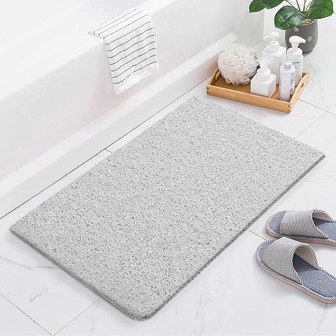 Joyhalo Shower Mat Bathtub Mat Non Slip, Bathmats Non Slip, Quick Drying Foot Scrubber Loofah Mats for Shower, Tub, Bathroom, Home,17x30inch, White