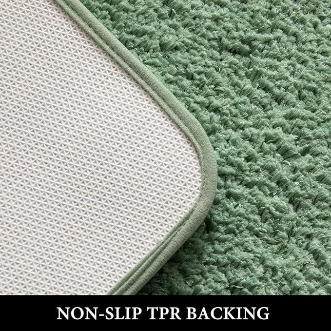 MIULEE Sage Green Bathroom Rugs Non Slip Bath Mat 24'' x 40'' Shaggy Soft Bath Rug Plush Microfiber Absorbent Water for Shower Tub Machine Washable (Sage Green, 24x40 Inches)