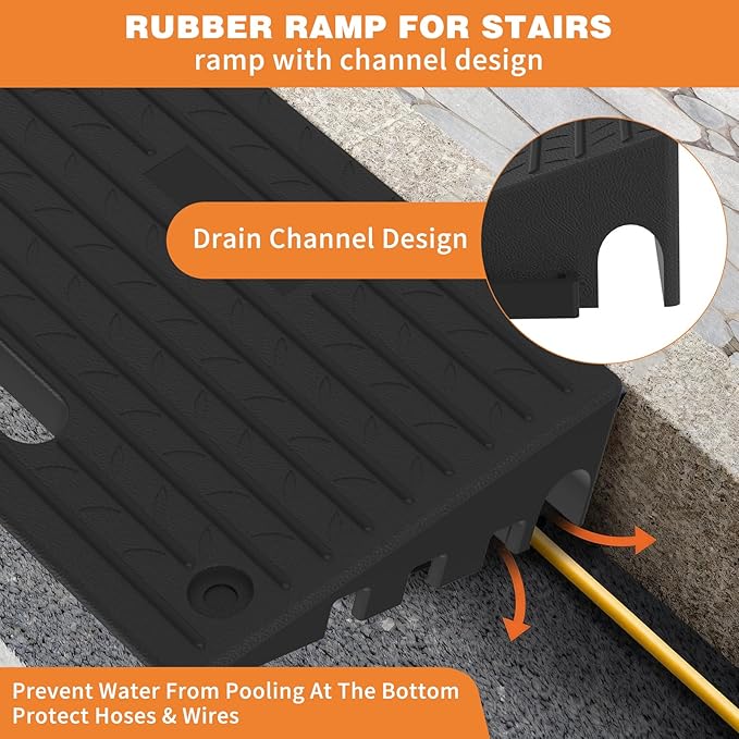 3.9" Rise Rubber Threshold ramp for Doorway/Cars, Step/Stair Rubber ramp with with Non-Slip Surface for wheelchairs/Curb/shed, 2200Pounds Load Capacity.