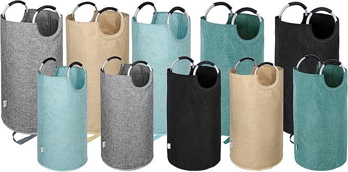 Heavy Duty Laundry Hamper Bag Collapsible, Tall Laundry Basket with Sturdy Handles, Fabric Dirty Clothes Bin for Laundry, College Dorm, Boys, Man, Durable Two-Layer – 90L Black