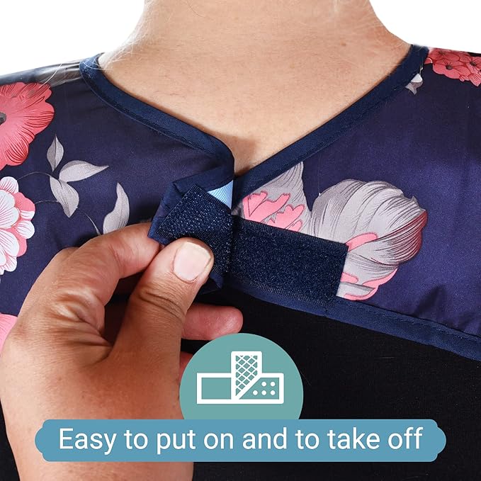 6 Pack Adult Bibs with Crumb Catcher - Waterproof and Reusable Clothing Protectors for Elderly Women