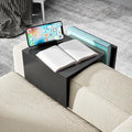 Wooden Couch Cup Holder with Side Storage Pocket Wooden Couch Armrest Table Sofa Arm Tray for TV Dinners Eating Drinks Snacks (Black)