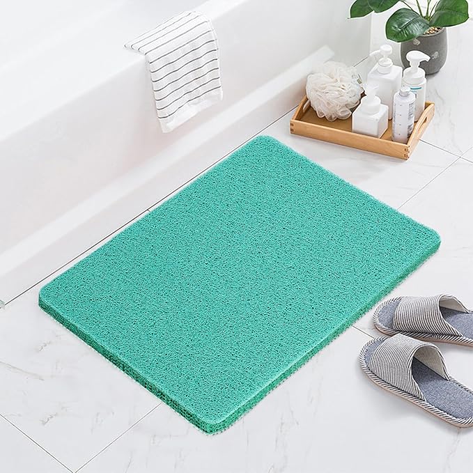 Joyhalo Shower Mat Bathtub Mat Non Slip, Bathmats Non Slip, Quick Drying Foot Scrubber Loofah Mats for Shower, Tub, Bathroom, Home, 24x24inch, Aqua