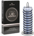 Tumbler Lid Organizer for Cabinet & Countertop - Slim Space-Saving Lid Holder with 9" Sturdy Bar & Weighted, Non-Slip Base - Vertical Storage Cup Lid Organizer - Collapsible Lid Rack for 10 Lids