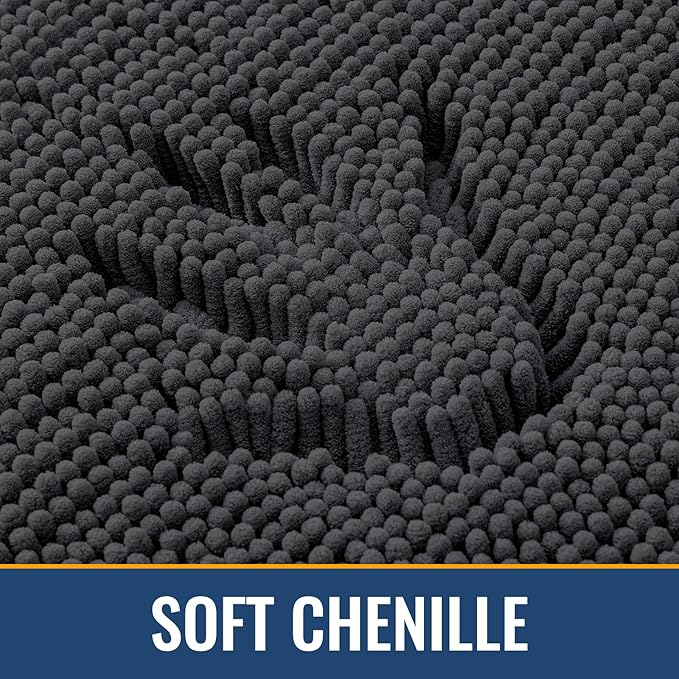 Arotive Bathroom Rugs 36x24, Extra Soft Absorbent Shaggy Chenille Bath Rugs, Machine Washable Rubber Backing Non-Slip Bath Mats for Bathroom Floor Tub and Shower, Home Decor Accessories, Dark Grey
