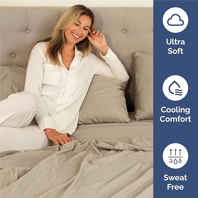 King 6 Piece Sheet Set - Cooling & Breathable Bed Sheets - Hotel Luxury Bed Sheets for Women, Men, Kids & Teens - Bedding w/Deep Pockets & Easy Fit - Soft & Wrinkle Free - King Heathered Beige Sheets