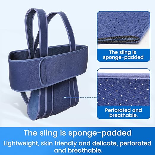 Velpeau Arm Sling for Sleep, Shoulder Immobilizer for Children, Boys, Girls - Very Soft Sling for Rotator Cuff Tear, Fractured, Dislocation, Broken, Postoperative, Fits Left & Right (Blue, XS: Bust 20″-25″)