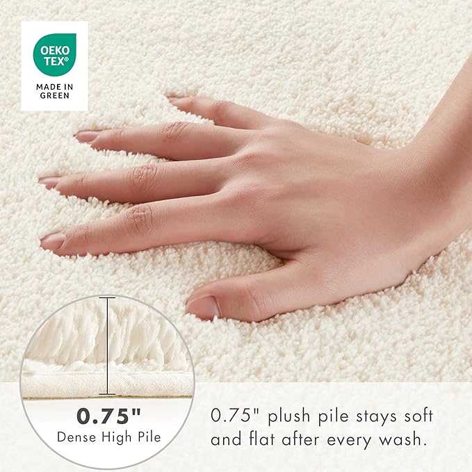 Madison Park Non Slip, Luxrurious Plush Mat, Absorbent, Quick Dry, Spa Design Bath Room Décor Marshmallow Bathroom Rug, 20x24, Cream