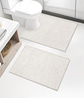chakme Bathroom Rug Sets 2 Piece, Ultra Thin Bath Mat Quick Dry Bath Mat Set, Absorbent Bath Mat for Bathroom Non Slip Machine Washable, (White, 2 Piece)