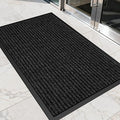Non-Slip Waterproof Rubber Door Mat, 1'5" x 2'5" Commercial Floor Mat for High Traffic Areas, Easy Clean Low Profile, for Entrance, Indoor/Outdoor, Office, Patio, Garage