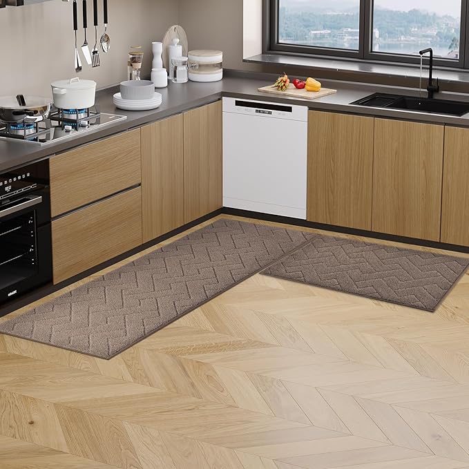 Machine Washable Kitchen Rugs 24" x 36", Non-Slip Kitchen Runner Rugs Mats for Floor, Absorbent Comfort Standing Mats for Kitchen, Sink, Laundry and Hallway, Grayish Brown