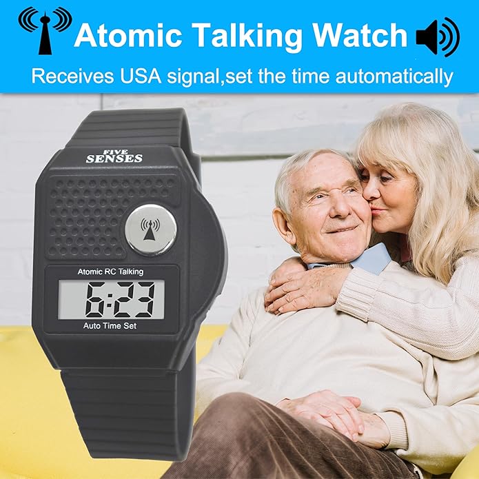 FIVE SENSES - English Atomic Talking Watch, Easy to use for Seniors Blind Men Women, Loud Talking Watch with Sound for Vision Impaired, Watches for Elderly Women, Blind People Products 1026