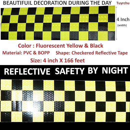Reflective Tape 4 inch X 166 feet, Outdoor Waterproof Hazard Conspicuity Safety Warning Industrial Marking Tape