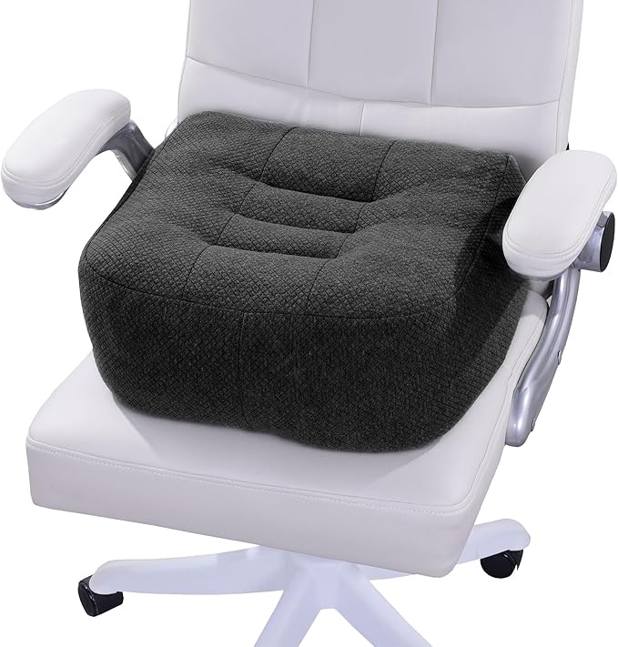 HOMBYS Extra Thick Chair Cushions for Office,6 in Breathable Adult Booster Seat for Car,Car Seat Cushion to Raise Seat Height,Shredded Memory Foam Desk Chair Cushion for Long Sitting,Black