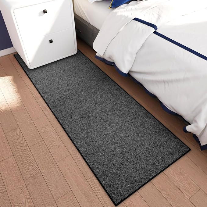 Runner Rug with Non Slip Rubber Backing, Washable Soft Floor Carpet for Kitchen, Hallway, Entryway Indoor, Bedroom, Laundry, Low Pile Area Rugs, Solid color with Pointillism style, 2*6 ft BLACK