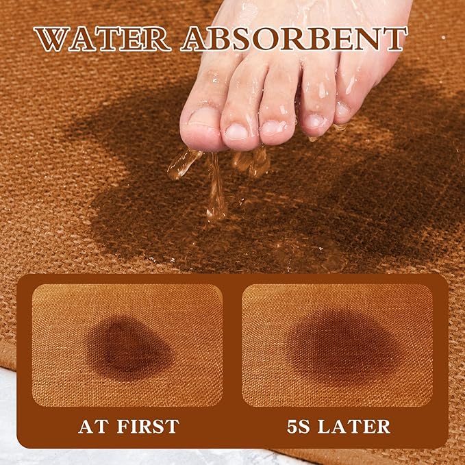 chakme Bathroom Rugs Mat 59x24, Ultra Thin Non Slip Bath Mat Large Quick Dry Absorbent Bath Mat for Bathroom Floor, (Orange, 59"x24")
