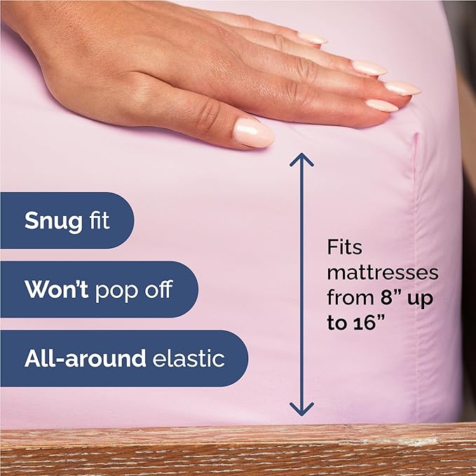Full 6 Piece Sheet Set - Cooling & Breathable Bed Sheets - Hotel Luxury Bed Sheets for Women, Men, Kids & Teens - Bedding with Deep Pockets & Easy Fit - Soft and Wrinkle Free - Full Light Pink Sheets