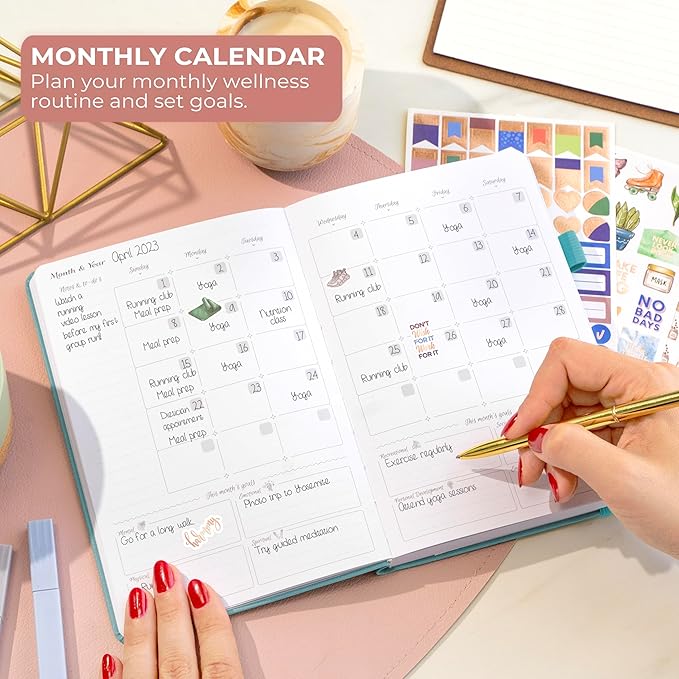 GoGirl Self-care Journal – Daily Mental Health Notebook with Mood & Wellness Trackers – Personal Development, Meditation & Reflection Journal for Women – Hardcover, Lasts 3 Months (Aquamarine)
