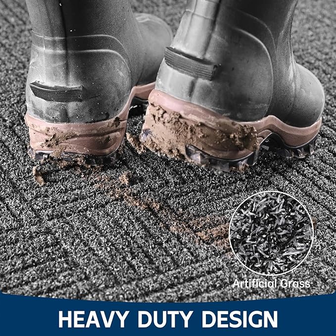 Front Door Mat Outside Entrance, 6' x 2' Heavy Duty Indoor Outdoor Door Mats for Entryway, Trap Dirt Outdoor Doormat Low Profile, Non Slip Welcome Mats for Front Door, Artificial Grass