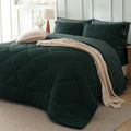 Bedsure Queen Comforter Set Emerald Green - 7 Pieces Reversible Bedding, Queen Size Bed Set for All Seasons, Bed in a Bag with Down Alternative Comforter, Sheets, Pillowcases & Shams