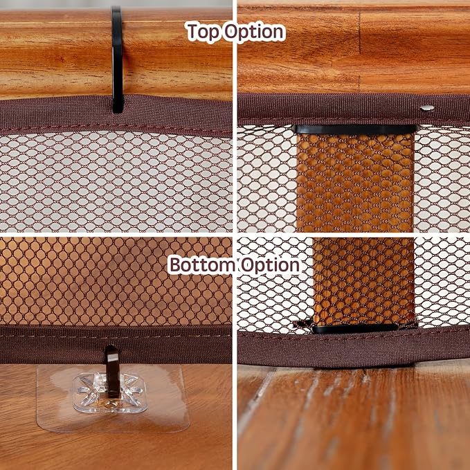 Banister Guard Safety Net for Baby, 15ft x 3ft Stair Railing Mesh Barrier for Kids, Cats, Dogs, Child Safety Rail Guard - Dark Brown